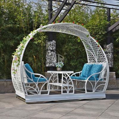 China High Quality Derong Supplier Leisure Garden Modern Rattan Swing Leaf Shape Rocking Chair Furniture for sale