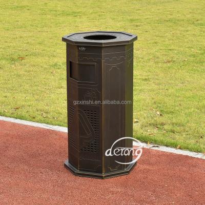 China Hot Selling Outdoor Hexagon Metal Cast Aluminum Trash Can Stored/Garden Waste Trash Can for sale