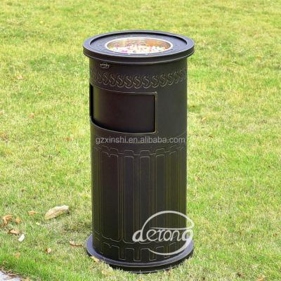 China Stocked cheap outdoor round cast aluminum trash can/garden decorative trash can for sale