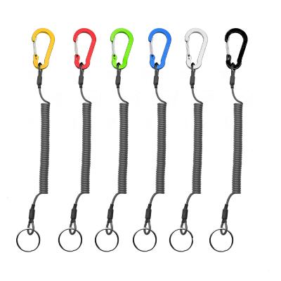 China Outdoor Accessories Sell 6 Six Colors Sports Equipment Available Coiled Wholesale Lanyards With Steel Wire Fishing Lanyard Accessories for sale