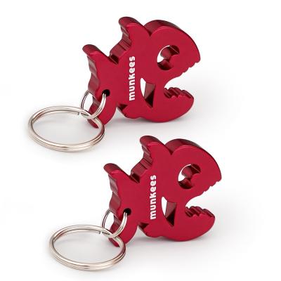 China Sustainable munkees Piranha Bottle Opener Keychain 2 Pack Aluminium Key Beer Opener, Outdoor Travel Accessories Red for sale