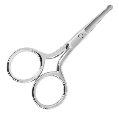 China Left-Handed Scissors Facial Hair Small Grooming Scissors Curved Safety Tip Clippers Professional Stainless Steel Scissors for Eyebrows Nose Hair for sale