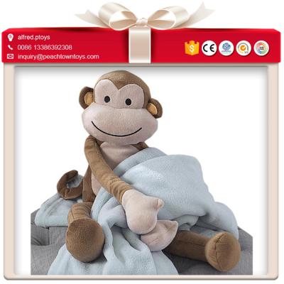 China Funny Thin Body Long Leg Baby Monkey Plush Toy Blanket for sale