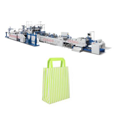 China Full Automatic Square Bottom Kraft Paper Bag With Handle Hot Glue Machine Making Paper Shopping Bags ZB1260SF-450 for sale