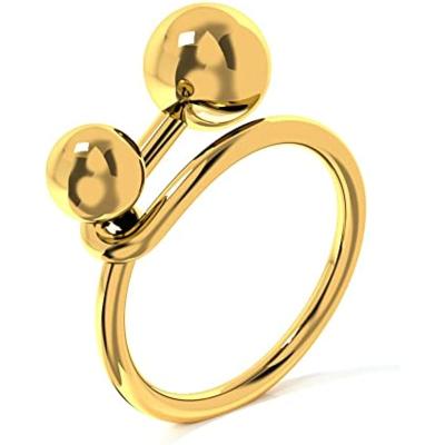 China TRENDY Women's Gold Rings Double Ball Stainless Steel Statement Ring 18K Gold Plated Non-color Fashion Jewelry Changing Rings for sale