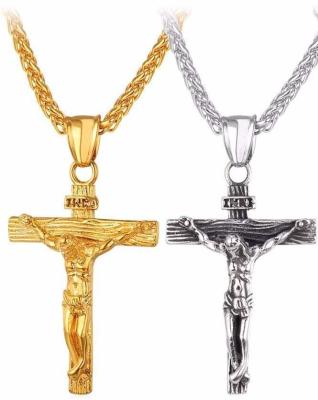 China Hot Sale Fashion Jesus Cross Necklace Crucifix Pendant Religious Cross Necklace TRENDY Jewelry For Men And Women for sale