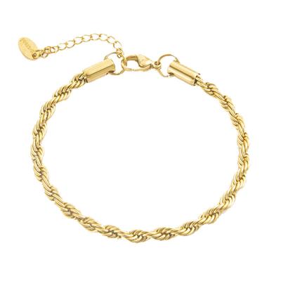 China TRENDY Wholesale PVD 18K Gold Plated Stainless Steel Fashion Jewelry 5MM Thick Woven Rope Chain Bracelet Twisted Women for sale