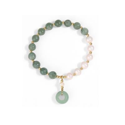 China Jade Bead Matching Bracelets Wholesale Fashion String Fashion Natural Stone Freshwater Pearl Elegant Lead Free Nickel Free Eco-Friendly Half Gem For Women Jewelry Bangle for sale