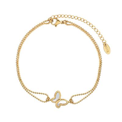 China Wholesale Custom Waterproof FASHIONABLE Foot Jewelry 18k Gold Plated Stainless Steel Butterfly Charm Anklet Chain For Women for sale