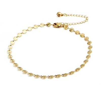 China TRENDY Simple Design Foot Jewelry 18k Gold Plated Stainless Steel Anklets Boho Handmade Beach Disc Chain Tasty Tiny Anklets for sale