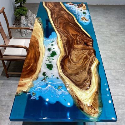 China Adjustable (other) Factory Wholesale Live Edge Epoxy Resin Dining Tables Solid Walnut Wood Slab Table Tops In stock resin table unique river epoxy for sale