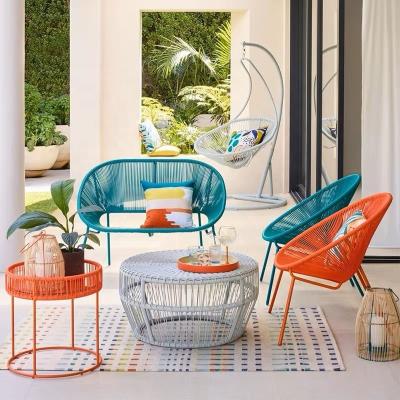 China Modern Colorful outdoor chairs  dinning table set patio furniture rattan outdoor table and chair set for beach yard garden rest for sale