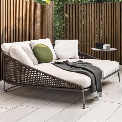 China Modern Modern rattan woven sofa  outdoor lounge chair outdoor modern patio rattan sofa garden furniture  pool sofa bed set for sale