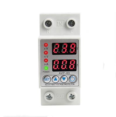 China 63A 110V 230V Din rail adjustable over under voltage protective device protector current limit protection Voltmeter for sale