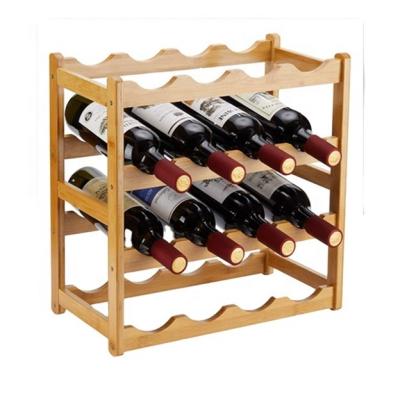 China Sturdy and Durable Bottle Wine Pantry Countertop Shelf Storage Cabinet Bamboo Wine Rack Organizer for sale