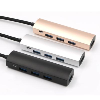 China Usb type c hub 4 in 1 usb factory direct type c usb hub 4 ports usb 3.0 video adapter converter for laptop 4 in 1 hub usb for sale