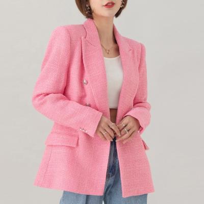 China Anti-wrinkle 2022 summer new women's clothing Euro American texture sleeve solid color suit double-breasted coat for sale