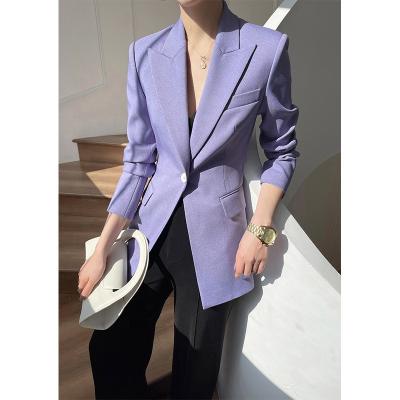 China British Retro Women's Top Coat Solid Collar Jacket Autumn Spring Thin Button Lapel Jacket 2022 New Women's Anti-Shrink Suit For Blazers Lady for sale