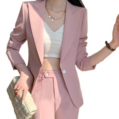 China Ripe Lapel Anti-Wrinkle Ladies Lapel Long Sleeve Triple Breasted Office Business Blazer Two Piece Pant Suit for sale