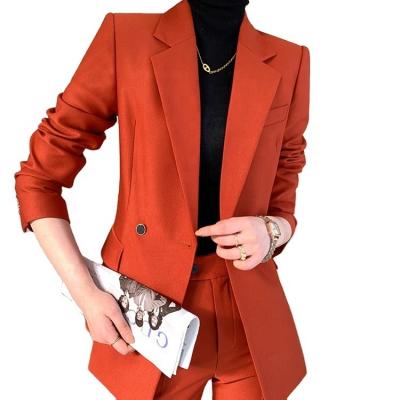 China Wholesale Anti-Wrinkle Women's Blazers Lady Fashion Designs Women's Office Suit Suits 2 Piece Set Candy Color Pant Wear Blazer for sale