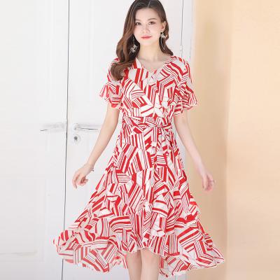 China Custom Made Madame Chiffon Ruffle Maxi DressWomen Elegant Summer Casual Anti-Static Fashion Dresses for sale