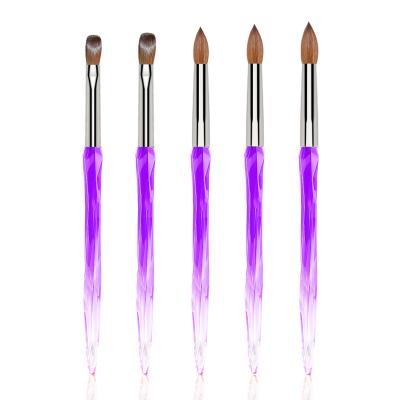 China NAIL YASTERD Logo Gradient Purple Custom Kolinsky Acrylic Handle 100% Germany Kolinsky Pure Acrylic Nail Brush #16 for sale