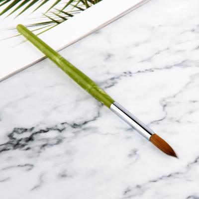 China Nail Art Green Marble Nail Art Brush 100% OEM Kolinsky Sand Hair Acrylic Nail Brushes Kolinsky Pure Round Crimped Oval for sale