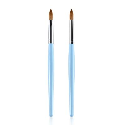 China Blue Crimped Nail Art China Manufacture Nail Brushes Kolinsky Blue Acrylic Nail Brush Wholesale Price for sale