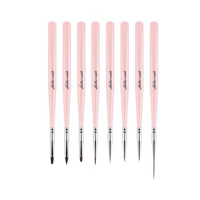 China High Quality Professional Acrylic Nail Liner 8pcs Nail Drawing Pen Eyeliner Art Liner Brush For Nail for sale