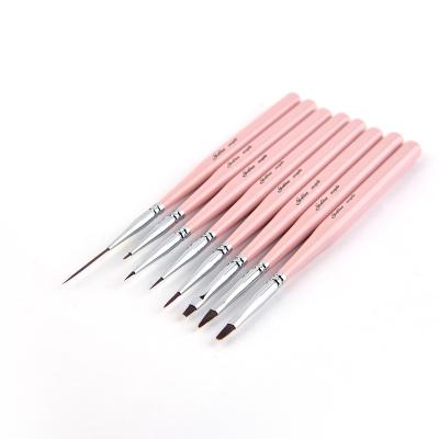 China 8PCS NAIL Different Shapes Lace Wood Handle Nylon Hair Liner Nail Brushes Nail Art Liner Brush Set for sale