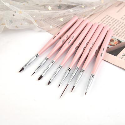 China NAIL Nail Supplies Nylon Hair Pink Wood Handle Acrylic Nail Liner Brush For Nail Art for sale