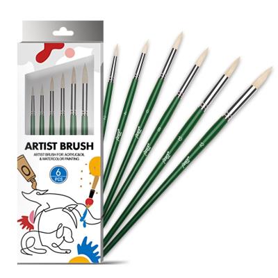 China High Quality Artist Paint Brushes Set Wholesale Green Wooden Handle Gouache Watercolor Bristle Oil Painting Acrylic for sale