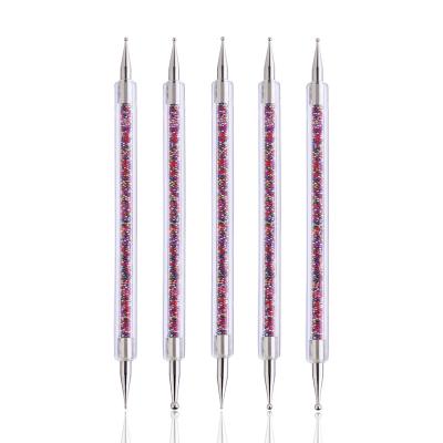 China 5pcs Double Ended Nail Art Dotting Tool Needle Dotting Tool Kit for Finger Nail for sale