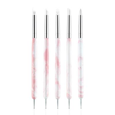 China NAIL PPink and Nail 5pcs Double White Dotting Pen Nail Art Dot Drill Drawing Tool Kit for Nail for sale