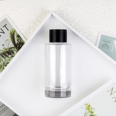 China New Arrival 120ml Personal Cosmetic Clear Transparent Toner Packaging Skin Care Glass Bottle 4oz With Black Screw Top for sale