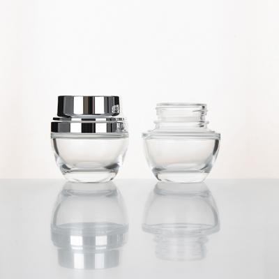 China Cosmetic Hot Sale 50g Clear Plastic Cream Jar With Aluminum Cap for sale