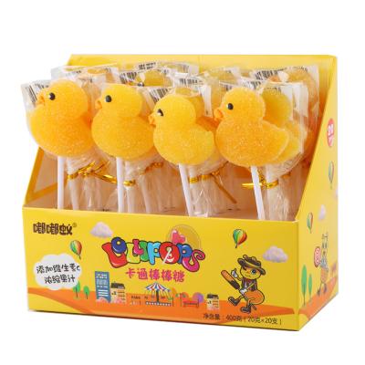 China custom fondant carrageenan candy bear lollipop QQ duckling fruit dinosaur gummy candy decorated delicious lollipop lollipop candy piece for sale