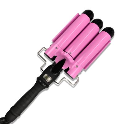 China Curling Barrel with Ceramic Coating 3 Roller Portable Professional Ceramic Coating Pink Barrel Automatic Hair Curler 2020 for sale