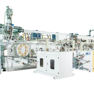 China Full T Shape Servo Fully Automatic Baby Diaper Production Line For Hotels for sale