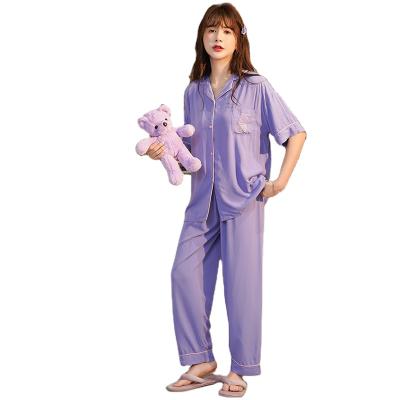 China Pure Cotton QUICK DRY Summer Ladies Cute Thin Short Sheathed Pajamas Pants Two Piece Set for sale