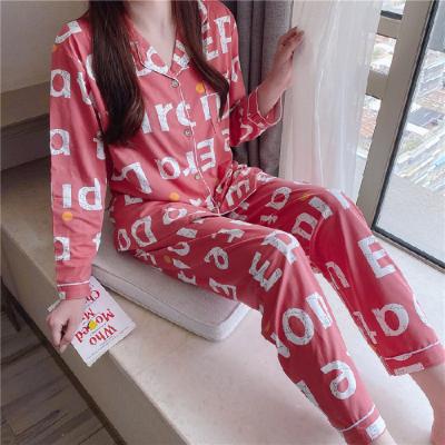 China Wholesale Border Ladies Clothing Long Sleeve Home Essential Women Thermal Pajamas Pants Set Cute Two Piece Suit Factory for sale