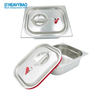 China Restaurant Heavybao Stainless Steel Gourmet Container Anti-jamming Standard Hotel GN Food Filters Silicone Lid for sale