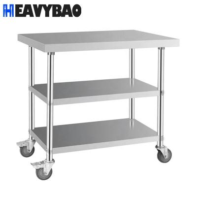 China Commercial Kitchen Heavybao Stainless Steel Kitchen Work Table Food Prep Worktable Equipment For Restaurants for sale