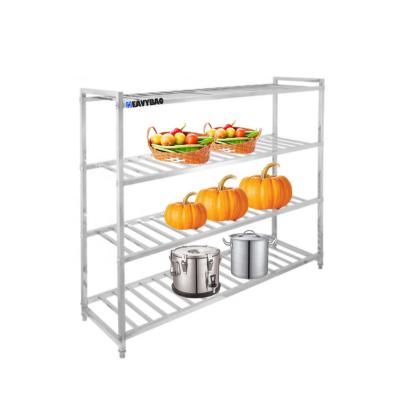 China Heavybao Hotel Kitchen Stainless Steel Square Ladder Type Corrosion Protection Heavy Duty Used Storage Rack Work Bench Food Rack for sale