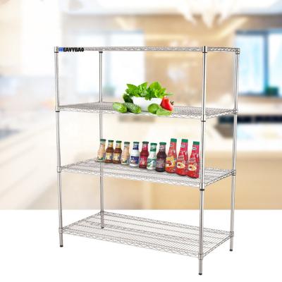 China Heavybao Modern Commercial Stainless Steel Wire Storage Shelf Rack For Hotel Restaurant Home Supermarket Used Food Rack Shelf for sale