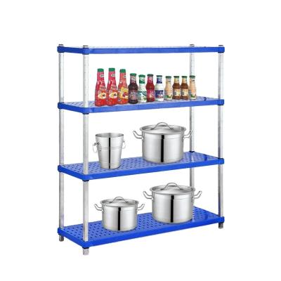 China Corrosion Protection Heavybao New Design Hotel Kitchen Supermarket Plastics Rack Shelf for sale