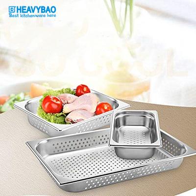 China Commercial Kitchen Heavybao Pan Stainless Steel Perforated Gastronorm Steam Table Pan GN Container With Hole for sale