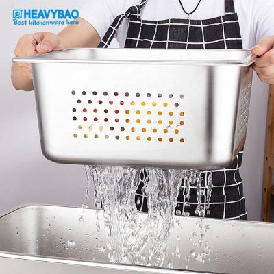 China Heavybao Commercial Factory Kitchen Top Quality Perforated GN Wholesale Stainless Steel Pan Gastronorm Pan for sale