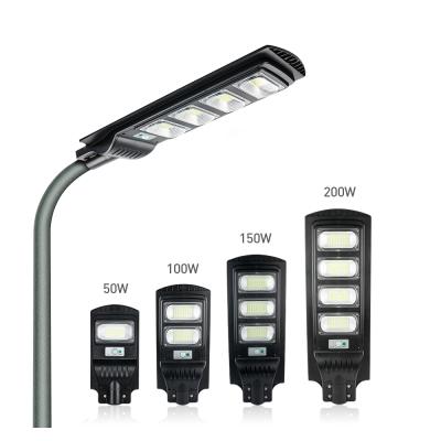 China ROAD KCD SMD Remote Control Pole IP65 Waterproof Outdoor 50W 100W 200W Integrated All In One Led Solar Street Light for sale