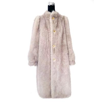 China Warm ELEGANT Light brown wholesale Warm girl manufacture women eco friendly faux fur coat for winter for sale